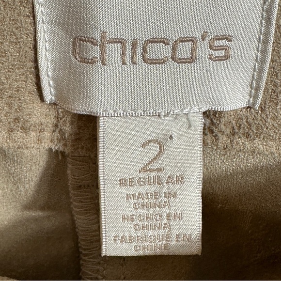 Chico's size 2 (approx size 12 US) suede-feel beige pants, straight leg - Picture 5 of 13